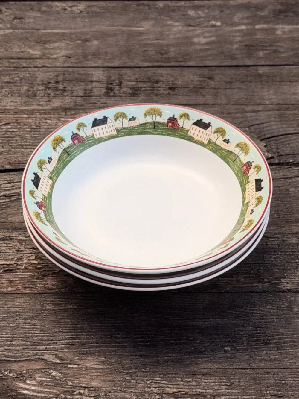Vintage Warren Kimble Brandon House Country Life Sakura Soup Cereal Bowls Set 3